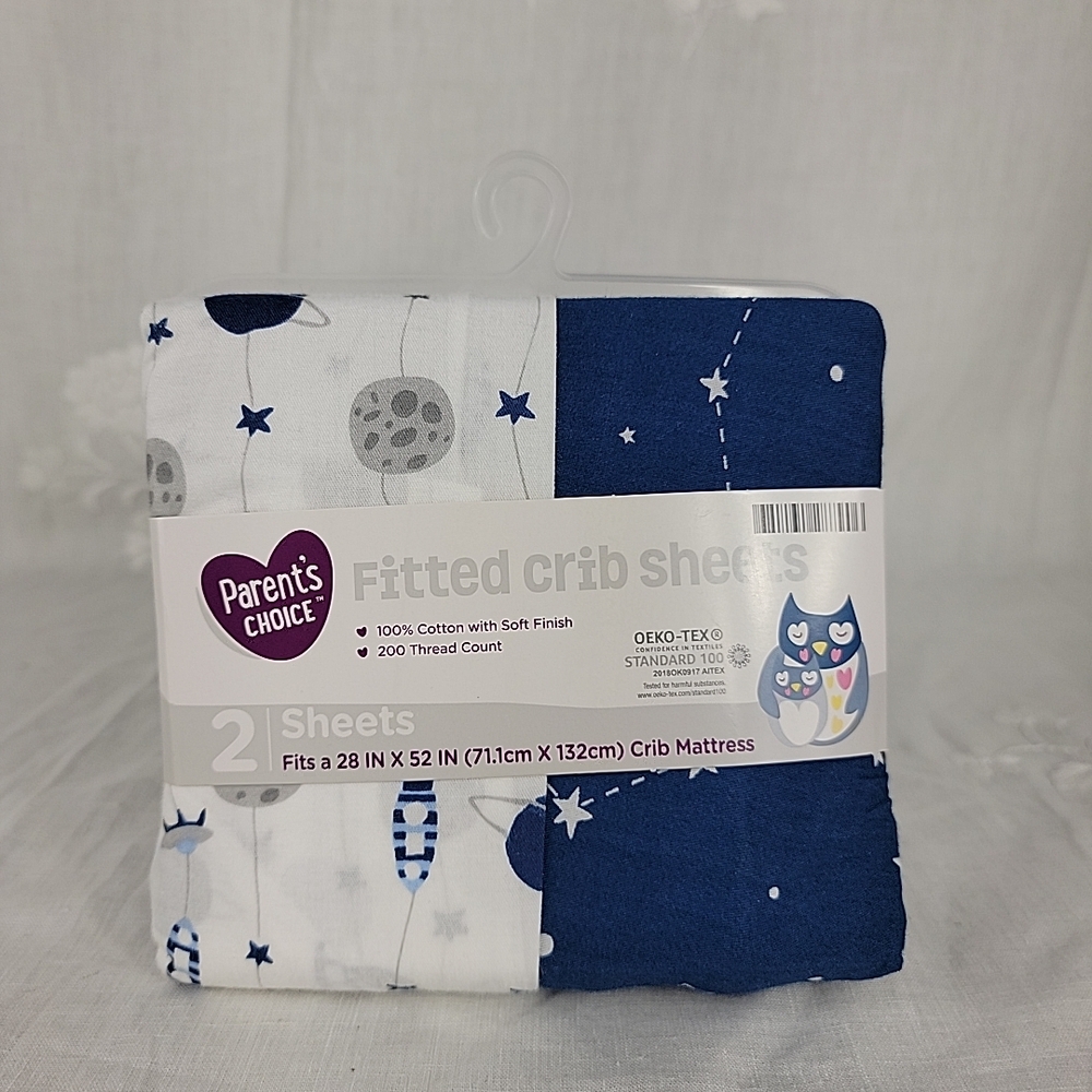 Parent's Choice Fitted Crib Sheets Mattress - Blue and White 28x52in